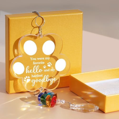 Pet Loss Sympathy Suncatcher with Paw Design