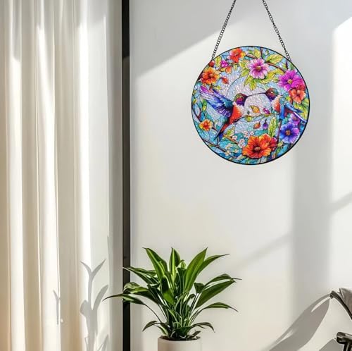 Voyakolo Hummingbird Stained Glass Window Hanging