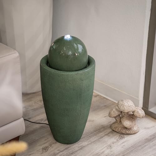 XBrand 2598 H Round Stone Water Fountain with LED Lights