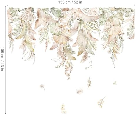 decalmile Large Boho Hanging Leaf Wall Decals