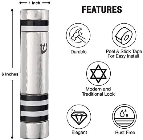 AS Mezuzot Stainless Steel Mezuzah Case with Ring Design