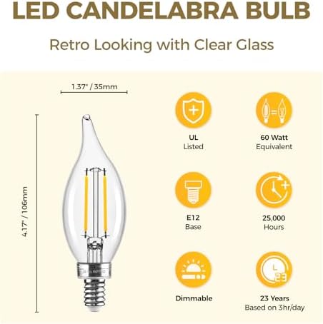 Hizashi E12 Candelabra LED Bulbs 12 Pack