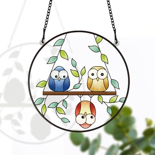 FREEBLOSS Funny Birds Suncatcher Window Hanging