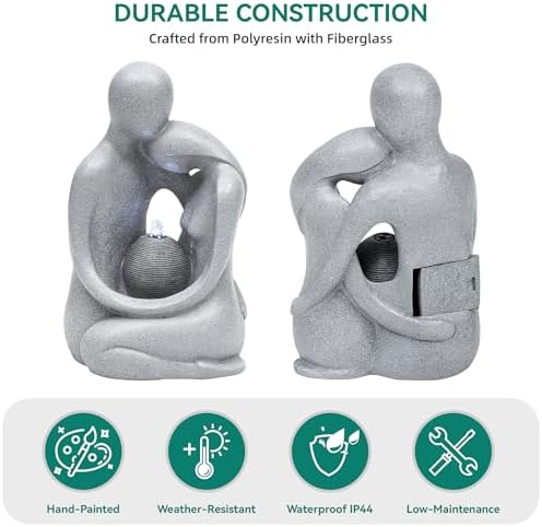 Modern Hugging Couple Fountain with LED Lights 209in