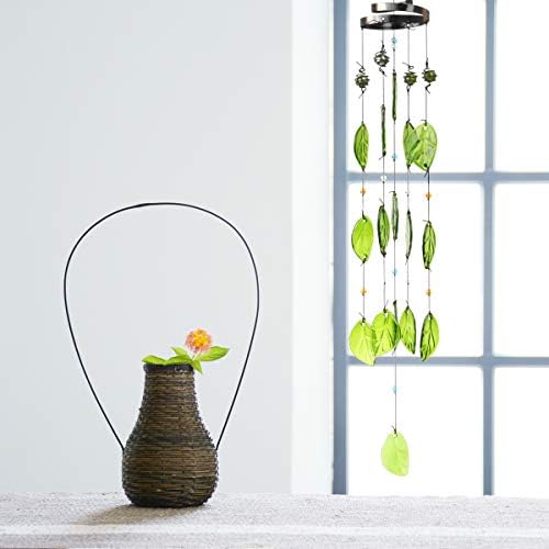 Vindar Wind Chimes 32 Inch Glass Leaves Outdoor Decor