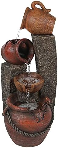 LuxenHome 32 Inch Outdoor Water Fountain with Lights