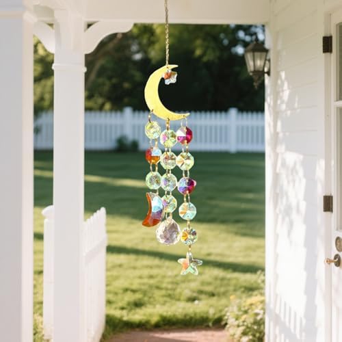 Shiny Crystal Moon Star Sun Catcher Pendant Decor