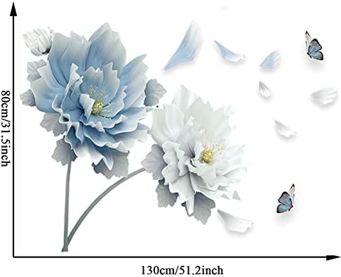 Blue Flower Wall Decals Stickers for Bedroom and Office