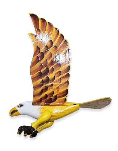 WitnyStore Yellow Eagle Wooden Flapping Wing Mobile 25 Inches
