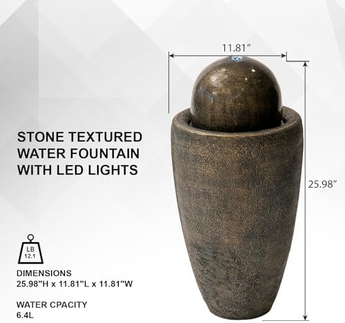 XBrand 2598 H Modern Stone Textured Water Fountain with LED Lights