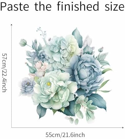 Light Green Peony Flower Wall Stickers Removable Vinyl Art Decals