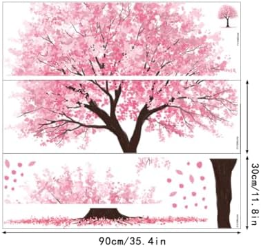 Pink Floral Leaves Wall Stickers Large Tree Decor