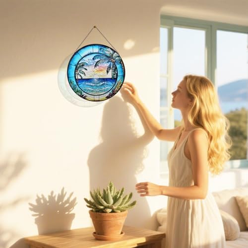 Stained Glass Window Hanging for Summer Beach and Garden