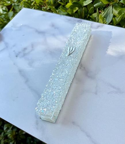 Modern Glass Mezuzah Case with Shattered Design