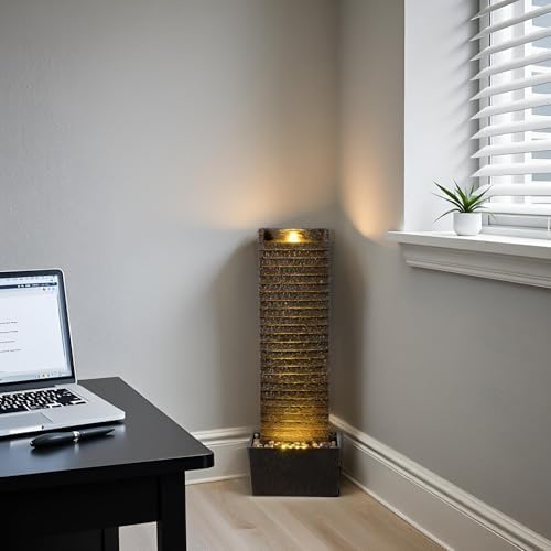 Vintage Rock Water Fountain with LED Light