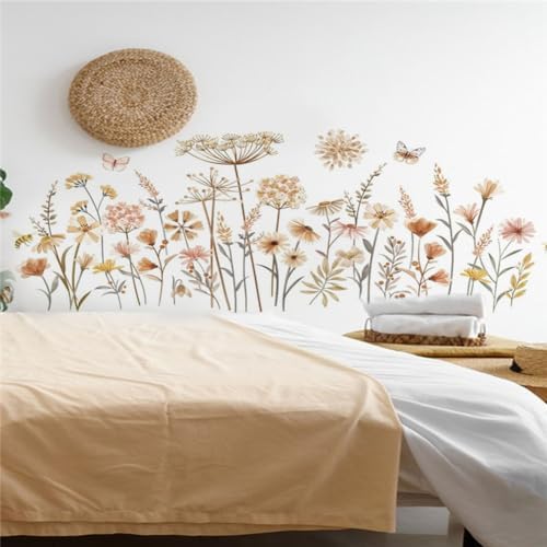 Boho Flower Wall Decals for Nursery and Bedroom Decor