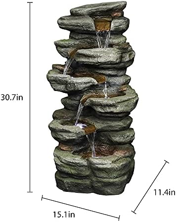 Naturefalls 307 Inches Outdoor Water Fountain with 6 Tiers and LED Lights