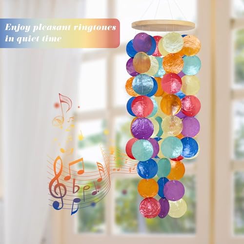 Handcrafted Rainbow Capiz Shells Wind Chimes