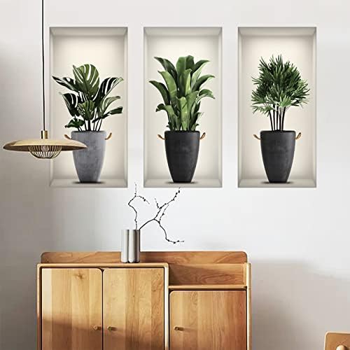 Green Pot Plants Leaves Wall Decals for Bedroom and Nursery