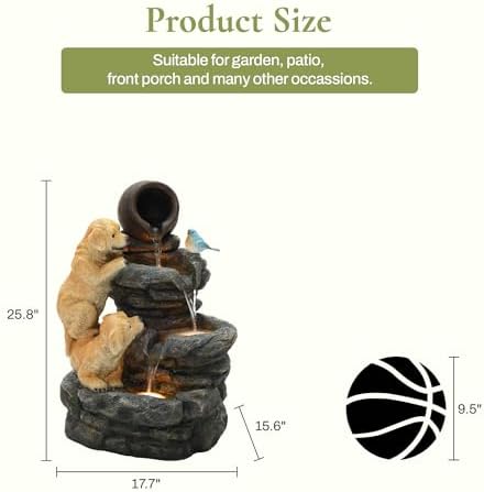 LuxenHome 26 Inch Puppy Themed Water Fountain