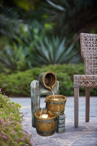 AB Home Farmhouse 3 Tier Water Fountain with Lights and Pump