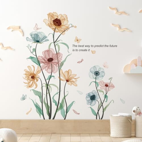 Colorful Flowers Wall Decals for Girls Bedroom