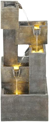 325 Inch Modern Outdoor Water Fountain with LED Lights
