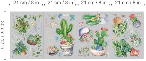 Green Nature Cacti Succulents Wall Stickers Peel and Stick