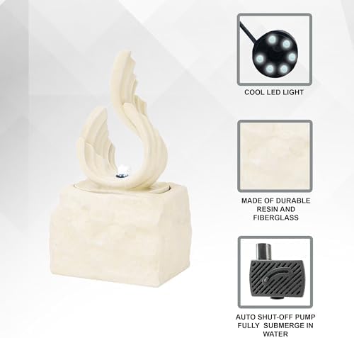 XBrand 25 Inch H White Stone-Look Fountain with LED Light