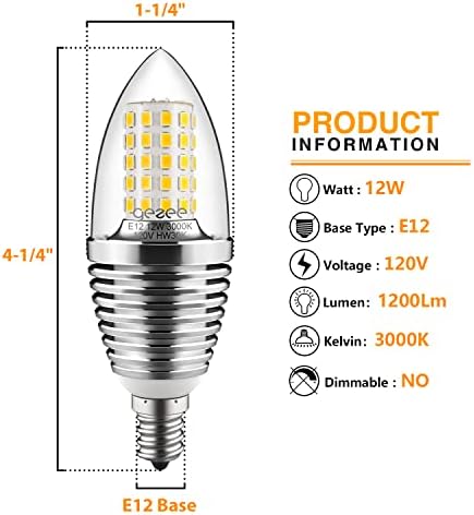Geeze 12W Warm White LED Light Bulbs 3000K 4 Pack