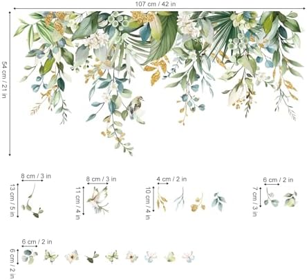 Wondever Tropical Leaf Wall Stickers Peel and Stick Decor