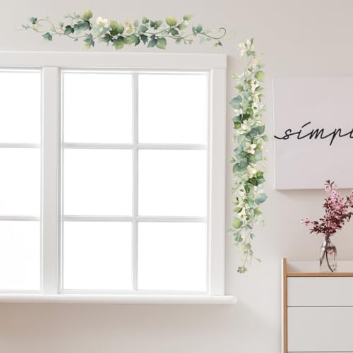 Green Leaves Vines Wall Decals Peel and Stick Botanical Decor