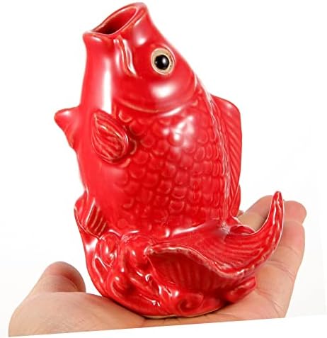 TOYANDONA Ceramic Carp Fountain Ornament for Garden Decor