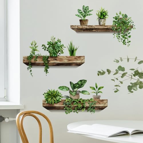 Green Plant Wall Decals 3D Bonsai Tropical Design