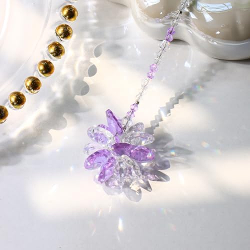 Crystal Suncatcher Flower 13 Inch Hanging Decor Prism