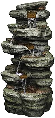 Naturefalls 307 Inches Outdoor Water Fountain with 6 Tiers and LED Lights