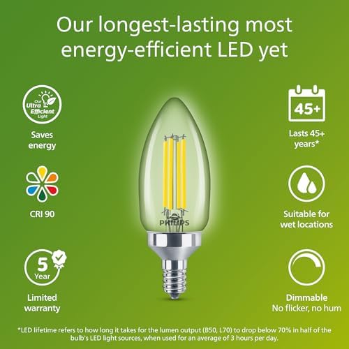 Philips LED 60W B11 12 Pack Daylight Bulbs