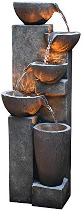 SunJet 5-Tier Outdoor Resin Fountain with LED Lighting
