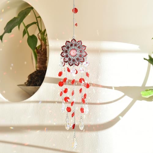 Crystal Sun Catcher for Window Red Design