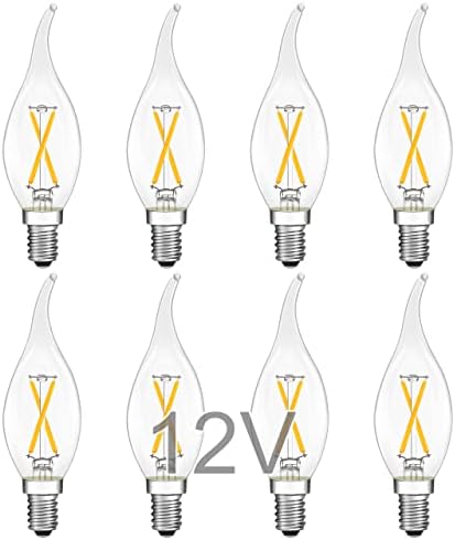 TOKCON 12V E12 LED Candelabra Bulbs - 8 Pack Soft Warm 2700K