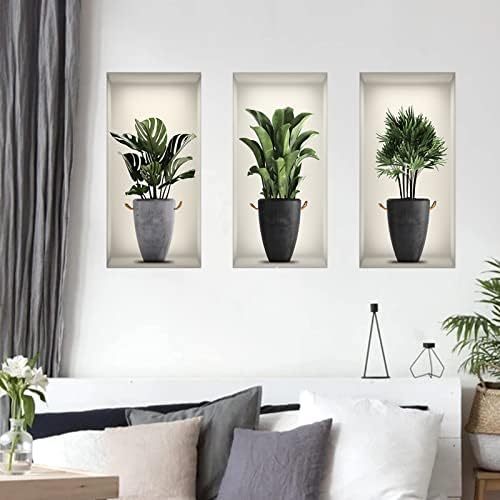 Green Pot Plants Leaves Wall Decals for Bedroom and Nursery