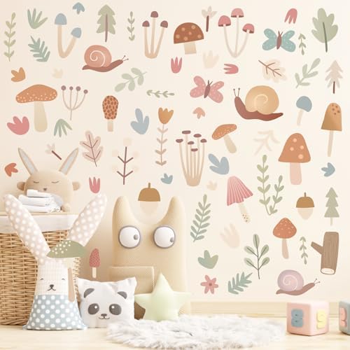 Woodland Mushroom Wall Stickers Boho Decor for Kids Room