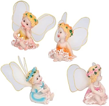 Zerodis Miniature Fairy Statues for Garden Decor 4Pcs Set