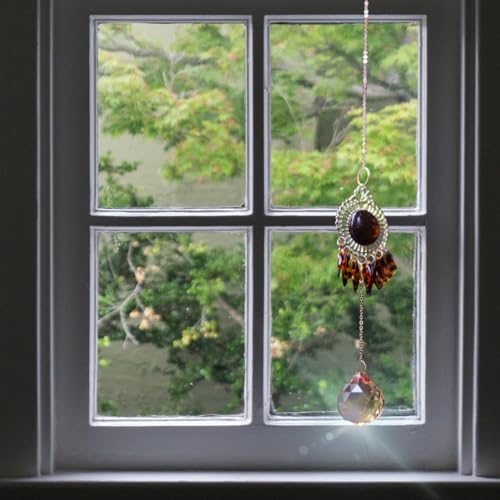 Amber Crystal Suncatcher for Window Decor
