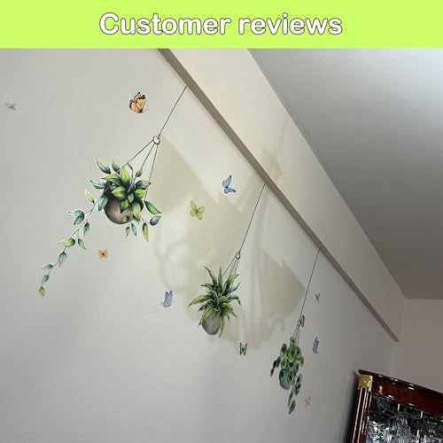 Green Plant Butterfly Wall Decals for Office Bedroom Living Room