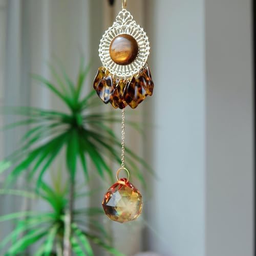 Amber Crystal Suncatcher for Window Decor