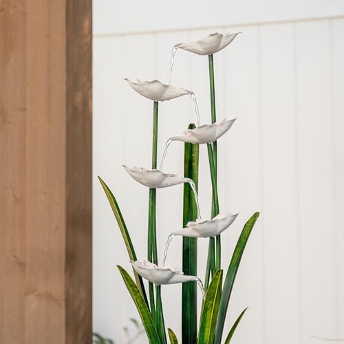 XBrand Freestanding Flower Water Fountain with LED Lights 39 Tall