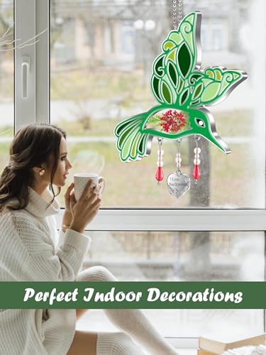 KYBOSAM Hummingbird Suncatcher I Love You Grandma Glass Wind Chime Ornament