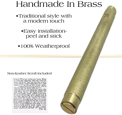 AS Brass Mezuzah Case With Scroll 7 Inches Gold