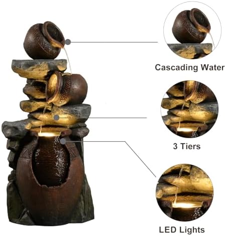 Bumilgar 3 Tier Outdoor Fountain with Lights